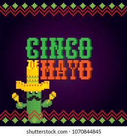 cinco de mayo. Pixel art. Old school computer graphic style. Game assets 8-bit sprite. 8 bit video game. game element.