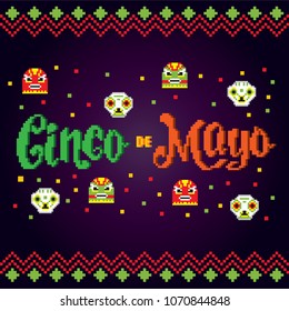 cinco de mayo. Pixel art. Old school computer graphic style. Game assets 8-bit sprite. 8 bit video game. game element.