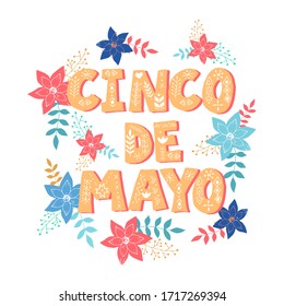 Postal Cinco de Mayo. Cartel de tipografía de bienvenida. Tarjeta de invitación al festival mexicano. Afiche de la celebración del 5 de mayo. Vector: 10.