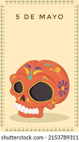 Cinco de Mayo postcard with skull