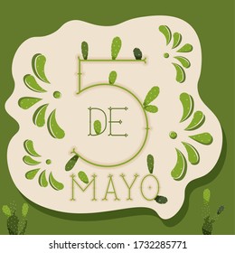 Cinco de mayo poster with cactus - Vector illustration