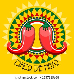 Cinco de mayo poster with a chili peppers. Vector illustration design