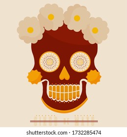 Cinco de mayo poster. Decorated mexican skull - Vector illustration