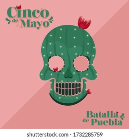 Cinco de mayo poster. Decorated mexican skull - Vector illustration