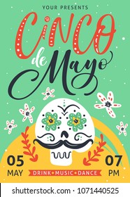 Cinco De Mayo poster design with hand written text.