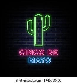 Cinco de Mayo poster design neon style template