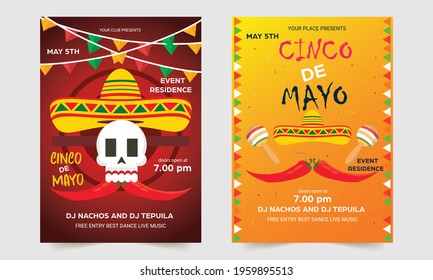 Cinco De Mayo poster design. Marketing, advertising, or invitation template. EPS 10 vector.