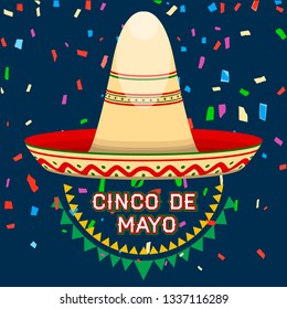 Cinco de mayo poster with a hat. Vector illustration design