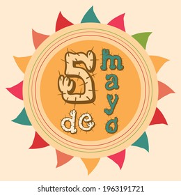 Afiche del Cinco de mayo. Etiqueta con letras alegóricas - Vector