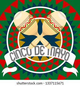 Cinco de mayo poster with a maracas. Vector illustration design