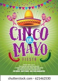 Cinco De Mayo poster or marketing design for celebration of the Mexican holiday on the fifth (Cinco) of May (Mayo). EPS 10 vector.