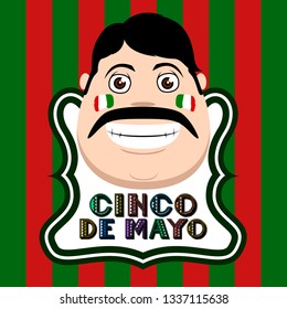 Cinco de mayo poster with a mexican man. Vector illustration design