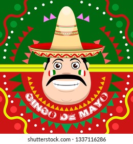 Cinco de mayo poster with a mexican man. Vector illustration design