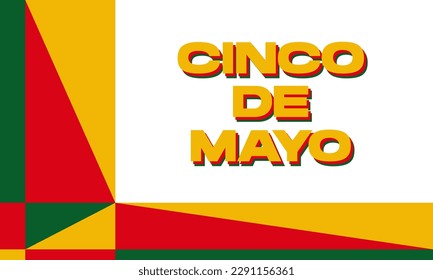 Cinco de mayo poster with red, yellow, green background. Vector illustration