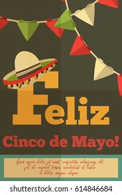 Cinco de Mayo poster in Retro Style. Vector Illustration.