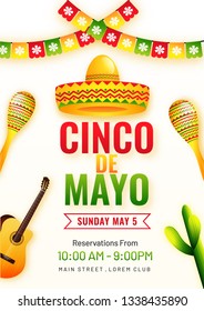 Cinco De Mayo poster template. text and details customized for fiesta party with celebration elements.
