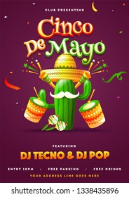 Cinco De Mayo poster template. text and details customized for fiesta party with celebration elements.