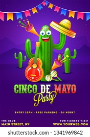 Cinco De Mayo poster template. text and details customized for fiesta party with celebration elements.