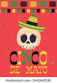 cinco de mayo poster template. Festive vector illustration garland flags for traditional Mexican celebration on cinco de mayo