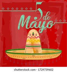 Cinco de mayo poster. Traditional mexican hat - Vector