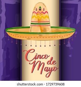 Cinco de mayo poster. Traditional mexican hat - Vector