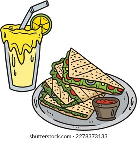 Cinco de Mayo Quesadillas Cartoon Colored Clipart 