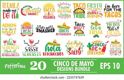 Cinco de Mayo Quotes T Shirt Designs Bundle