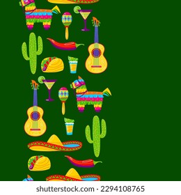 Cinco de Mayo seamless pattern. Mexican holiday items.