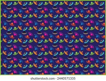 Cinco De Mayo seamless pattern. Mexican culture symbols background. sombrero hats pattern