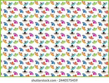 Cinco De Mayo seamless pattern. Mexican culture symbols background. Sombrero hats design pattern 
