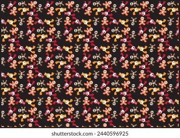 Cinco De Mayo seamless pattern. Mexican culture symbols background. Skeleton baby pattern