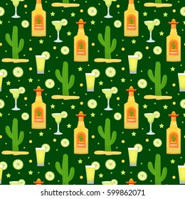 Cinco de Mayo seamless pattern. Mexican holiday endless background, texture. Vector illustration