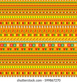 Cinco de Mayo seamless pattern with a traditional ornament. Mexican ethnic, tribal endless background, texture. Vector illustration