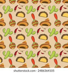 Cinco de Mayo Seamless Vector Pattern Design