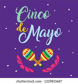 Cinco de Mayo set greeting card, template with caracas traditionsl music. - vector