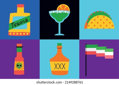 cinco de mayo set six icons