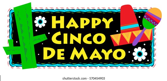 Cinco De Mayo Sign - Colorful Happy Cinco De Mayo sign. Eps10