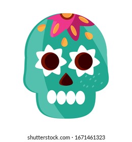 cinco de mayo skull catrina flower decoration vector illustration