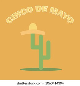 Cinco De Mayo sombrero and cactus - festive flat design. For celebration of the Mexican holiday on May 5 - vector