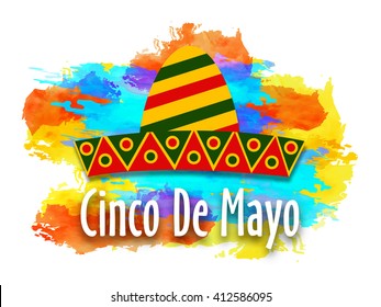 Cinco De Mayo sombrero with colorful grunge background for mexico festival EPS 10