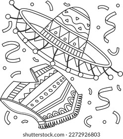 Cinco de Mayo Sombrero Poncho Coloring Page