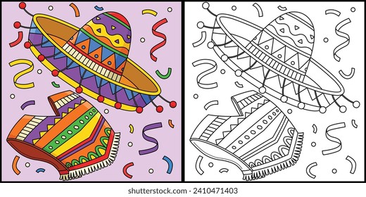 Cinco de Mayo Sombrero and Poncho Illustration