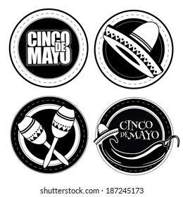 Cinco De Mayo stickers or badges EPS 10 vector, grouped for easy editing. No open shapes or paths.