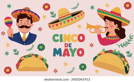 cinco de mayo stickers illustration