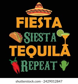 Cinco De Mayo Camiseta Diseño Fiesta siesta tequila repetir