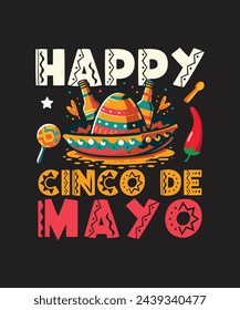 Plantilla de diseño e impresión de camiseta de Cinco de mayo. FICHERO fácil de editar y de alta calidad