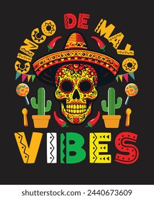 Cinco de mayo t shirt design and print template. Easy to  editable and high quality file.