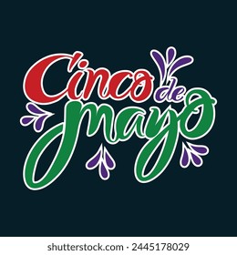 Cinco De Mayo  T shirt Text Sticker with Mexican Fiesta Pattern.  May 5 Federal Holiday Traditional  Ornate Typography.