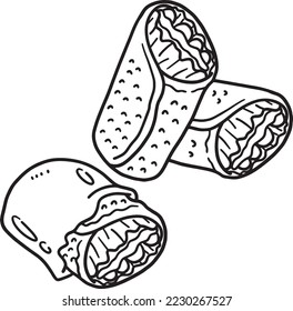 Cinco de Mayo Tacos and Burrito Isolated Coloring 
