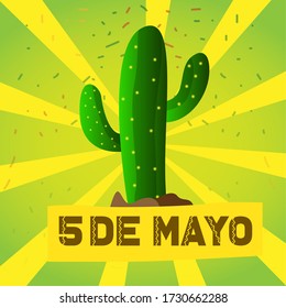 Cinco de mayo template with a cactus - Vector illustration